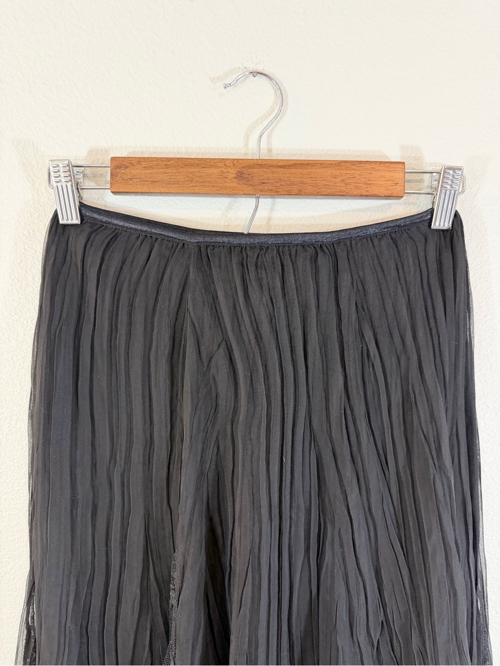 Komarov Black Midi Skirt Size S Pleated Lace Panel Dark Romance Goth Feminine - Picture 4 of 7